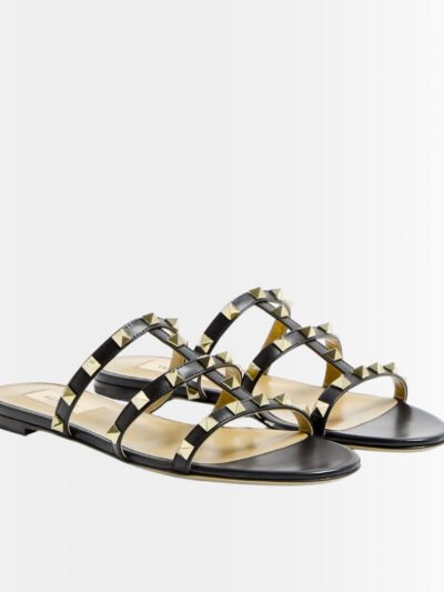 Valentino Garavani Rockstud Flat Slide Sandal Black 5W2S0C49VOD 0NO