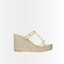 Valentino Rockstud Laminated Nappa Wedge Sandal Natural 4W2S0GI5DYM YBS
