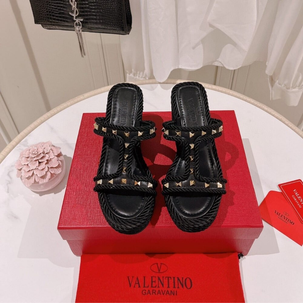 Valentino Rockstud Wedge In Black 90mm 4W2S0GI5BAE 0NO