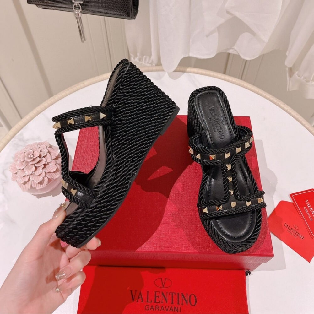 Valentino Rockstud Wedge In Black 90mm 4W2S0GI5BAE 0NO